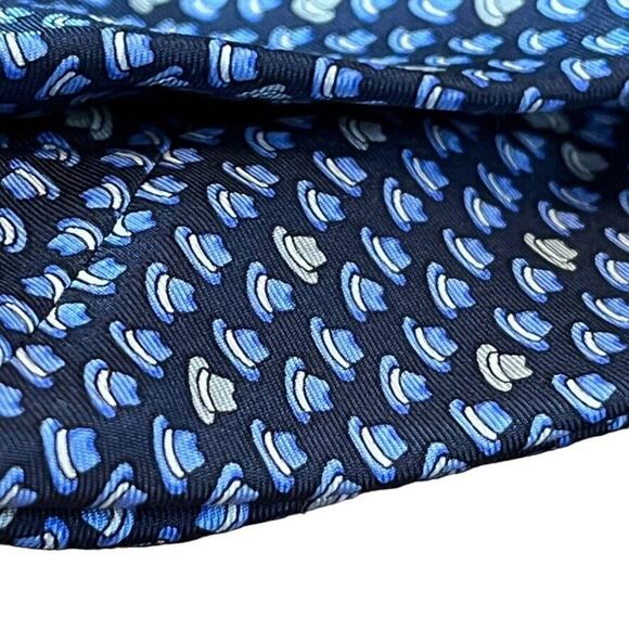 Jos A Bank Joseph 1905 Blue Fedora Hat Print Mens 100% Silk Necktie Neck Tie - Picture 4 of 15